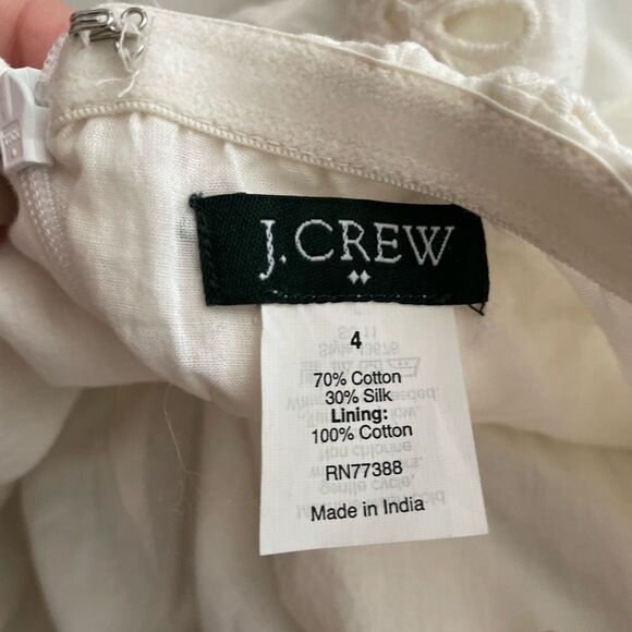 Y2K J. Crew Strapless Eyelet Boho Top White Silk Blend Size 4 - Picture 4 of 4